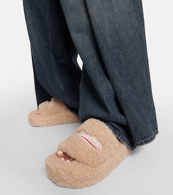 Logo faux shearling slides | Balenciaga
