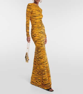 Tiger-print velvet maxi dress | Rabanne