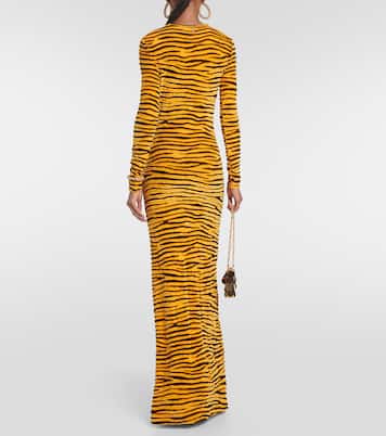 Tiger-print velvet maxi dress | Rabanne