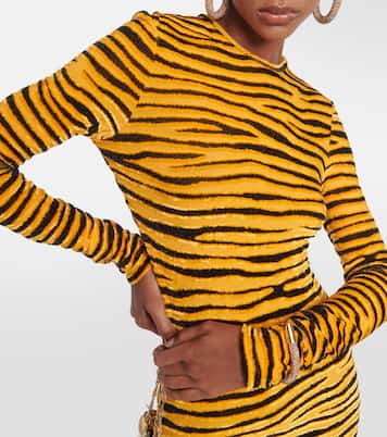 Tiger-print velvet maxi dress | Rabanne