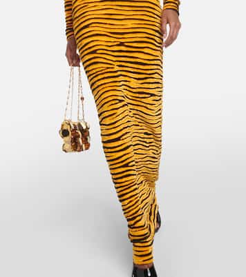 Tiger-print velvet maxi dress | Rabanne