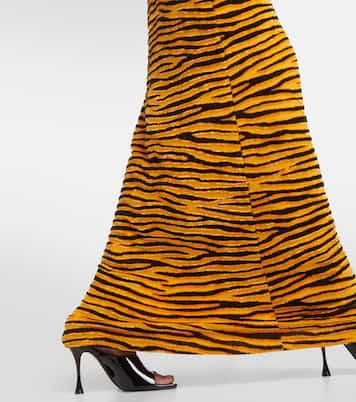 Tiger-print velvet maxi dress | Rabanne