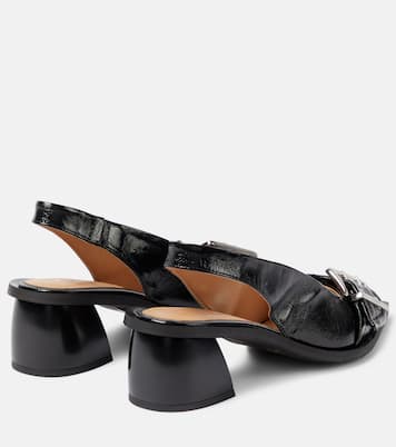 Faux leather slingback pumps | Ganni