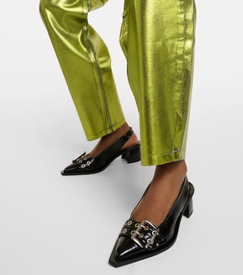 Faux leather slingback pumps | Ganni