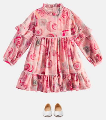 Abito in lana con balze e stampa | Chloé Kids