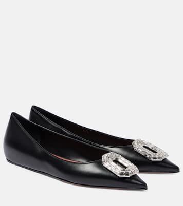 Verzierte Ballerinas Camelia aus Leder | Amina Muaddi