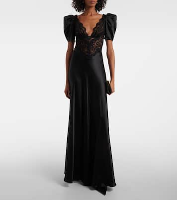 Vestido de fiesta de charmeuse de seda con encaje | Rodarte