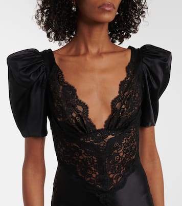 Vestido de fiesta de charmeuse de seda con encaje | Rodarte