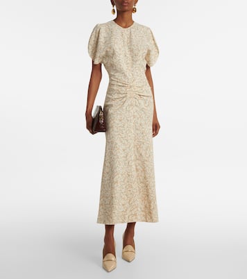 Floral gathered midi dress | Victoria Beckham