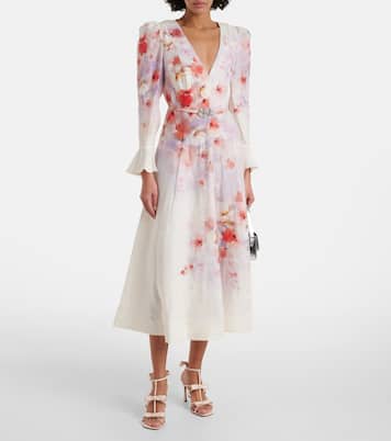 Abito midi Crush in lino con stampa | Zimmermann