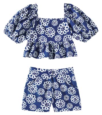 Top e shorts in cotone con stampa | Fábula