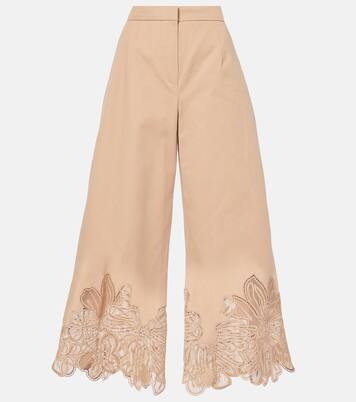 Pantaloni a gamba larga cropped in gabardine | Elie Saab