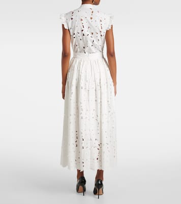 Falda midi fruncida de mezcla de algodón | Erdem