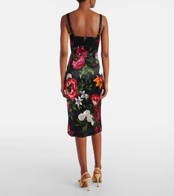 Abito midi in raso con stampa floreale | Dolce&Gabbana