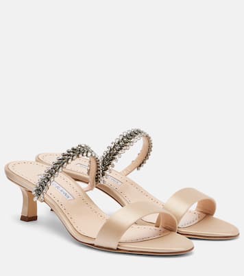 Verzierte Sandalen Kifasan aus Satin | Manolo Blahnik