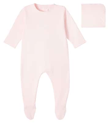 Baby logo cotton onesie and blanket set | Chloé Kids
