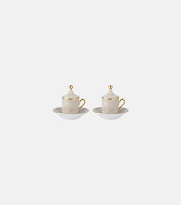 Oriente Italiano set of 2 coffee cups, covers, and saucers | Ginori 1735