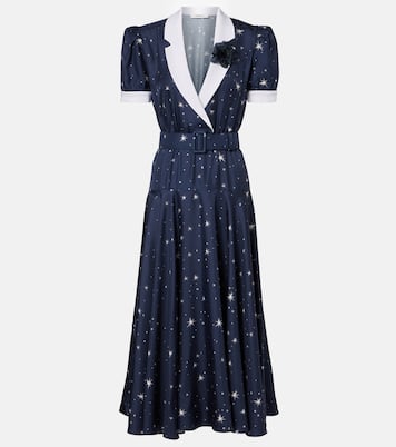 Abito midi in twill di seta con stampa | Rodarte