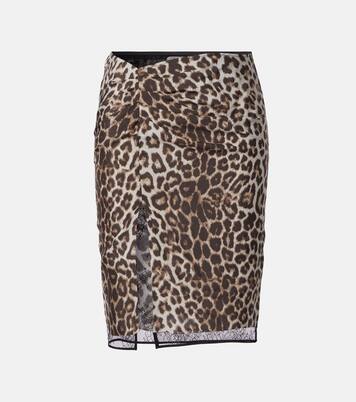 Leopard-print silk lace midi skirt | Jacques Wei