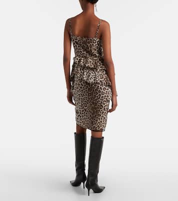 Leopard-print silk lace midi skirt | Jacques Wei