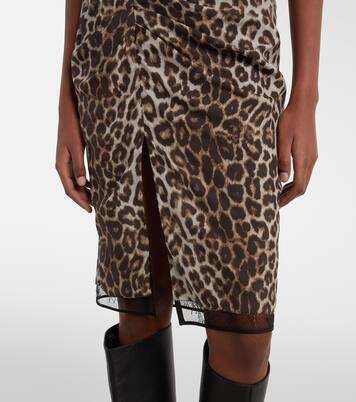 Leopard-print silk lace midi skirt | Jacques Wei