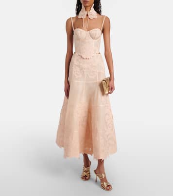 Rebellion Filigree embroidered midi skirt | Zimmermann