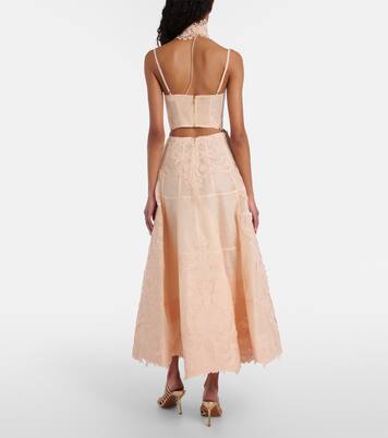 Rebellion Filigree embroidered midi skirt | Zimmermann