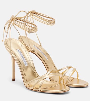 Leva 105 metallic leather sandals | Manolo Blahnik