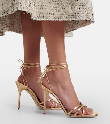 Leva 105 metallic leather sandals | Manolo Blahnik