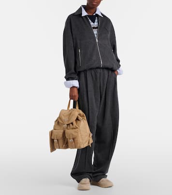 Re-Nylon leather-trimmed backpack | Prada