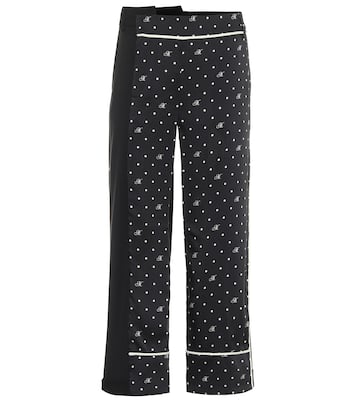 Pantalon à taille haute en laine mélangée à pois | Monse
