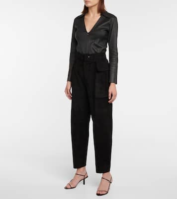 High-Rise-Hose Butch aus Veloursleder | Stouls