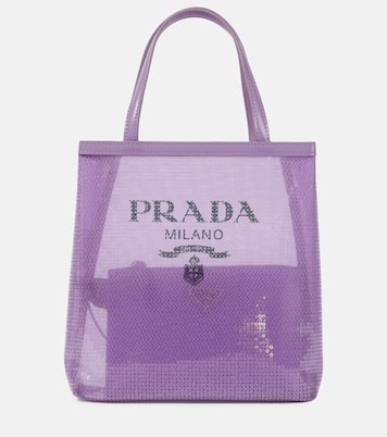Shopper Logo in rete con paillettes | Prada