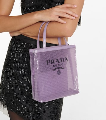 Shopper Logo in rete con paillettes | Prada