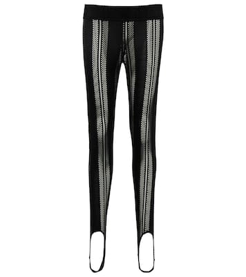 Jersey and mesh stirrup leggings | Ganni