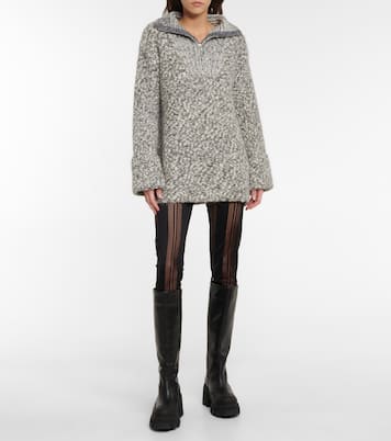 Jersey and mesh stirrup leggings | Ganni