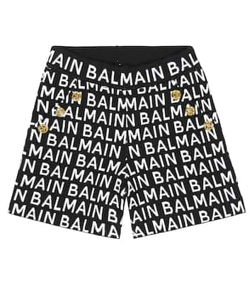 Shorts en jacquard de algodón con logo | Balmain Kids