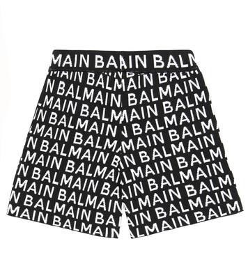 Shorts en jacquard de algodón con logo | Balmain Kids