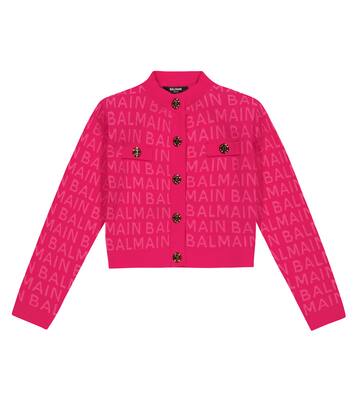 Logo jacquard cotton-blend cardigan | Balmain Kids