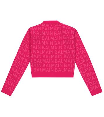 Logo jacquard cotton-blend cardigan | Balmain Kids