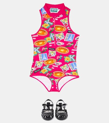 Logo printed half-zip swimsuit | Kenzo Kids