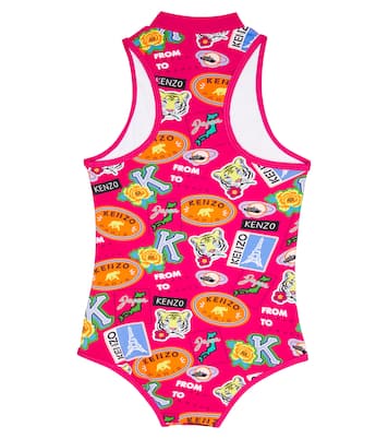 Logo printed half-zip swimsuit | Kenzo Kids