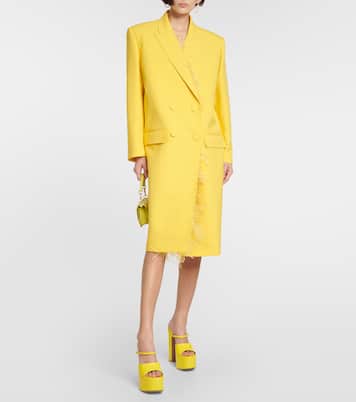 Feather-trimmed virgin wool coat | Valentino