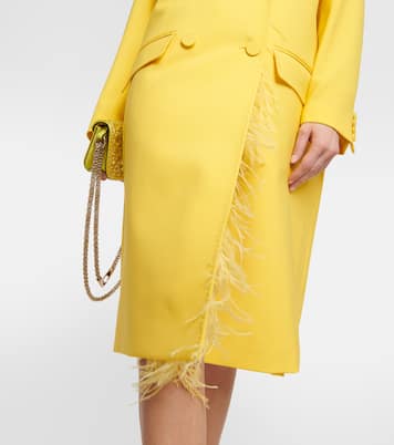 Feather-trimmed virgin wool coat | Valentino