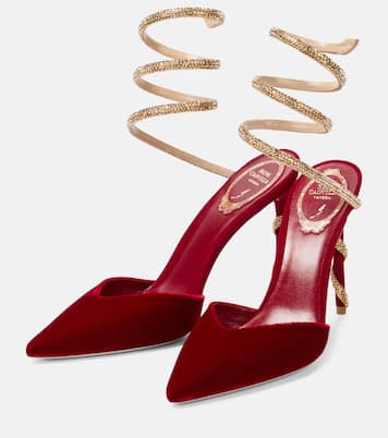 Verzierte Mules Cleo 105 aus Samt | Rene Caovilla