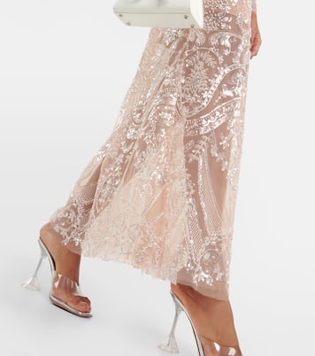Embellished flared maxi skirt  | Self-Portrait