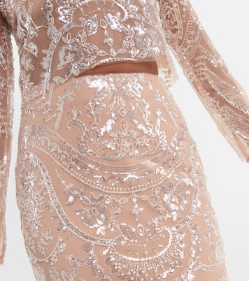 Embellished flared maxi skirt  | Self-Portrait