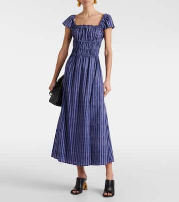 Vestido midi de algodón fruncido | Altuzarra