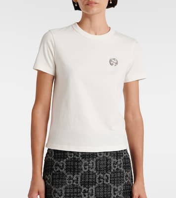 Camiseta de jersey de algodón adornada | Gucci