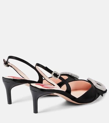 Dorsay embellished satin slingback pumps | Roger Vivier